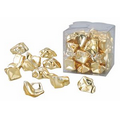 Decorative Plastic Gold Rocks in Clear Cube Box